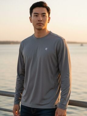 White Water Greyish Blue Long Sleeve Crewneck Shirt (LS2)